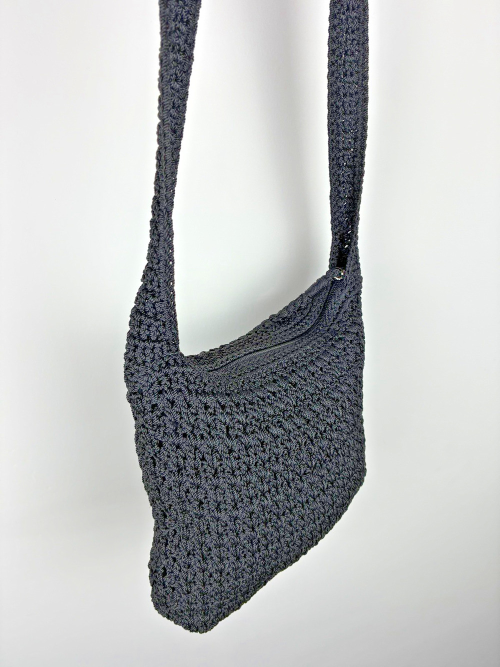 The Sak Black Crochet Hobo Bag Y2K Boho Slouchy Shoulder Purse Festival Retro